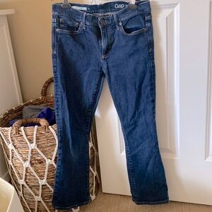 Gap Crop Kick medium rise denim jeans size 27 dark wash flare leg